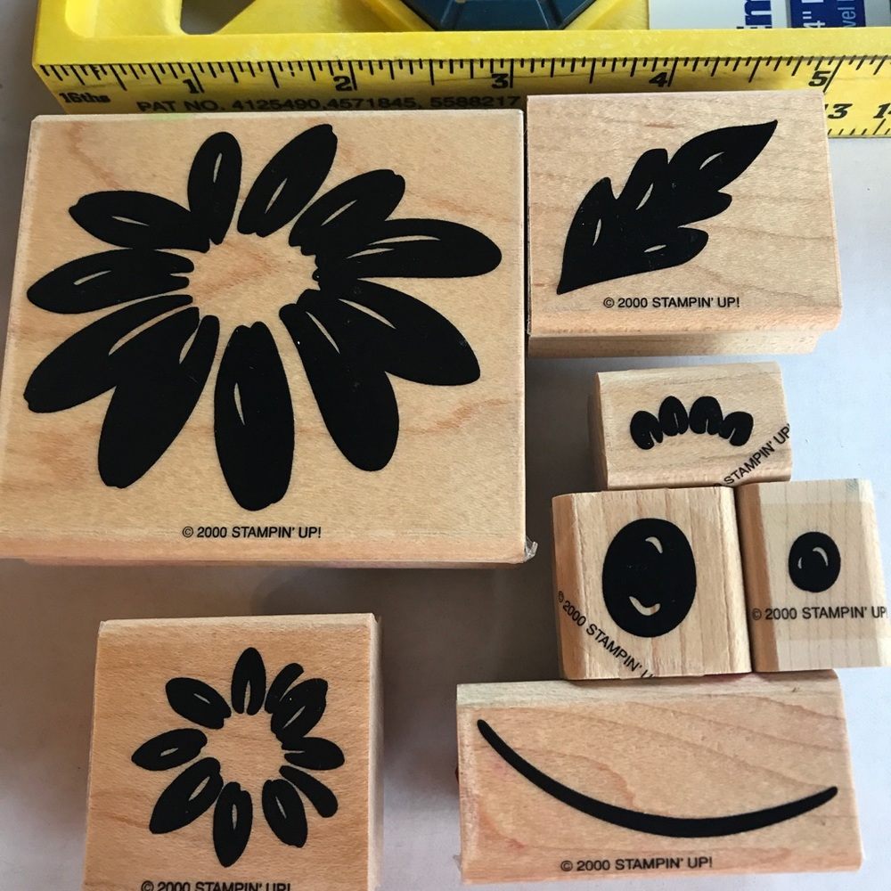7 Floral Theme Rubber Stamps ~ retired